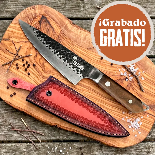 Pack cuchillo parrillero + funda reforzada PATAGÓN - PIÑON