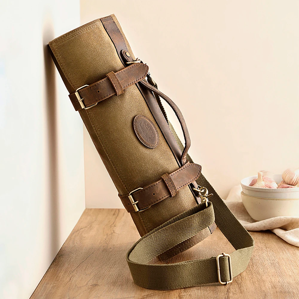 Bolso porta cuchillos profesional de 12 espacios - VERDE