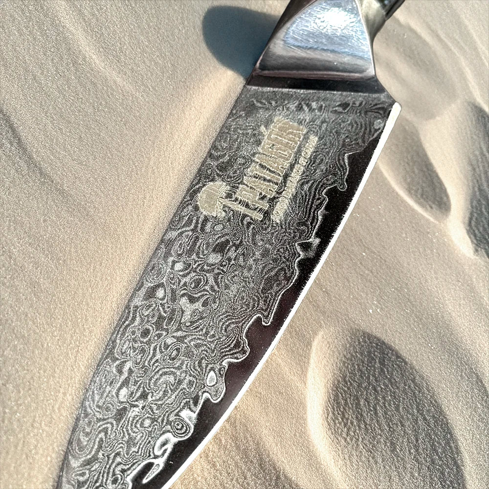 Cuchillo Puntilla Damasco 67 capas hoja 10 cm - NÁCAR DE MAR