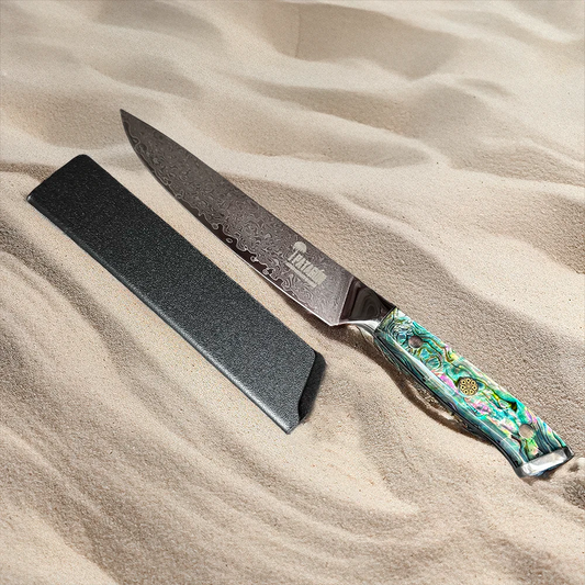Cuchillo Puntilla Damasco 67 capas hoja 14 cm - NÁCAR DE MAR