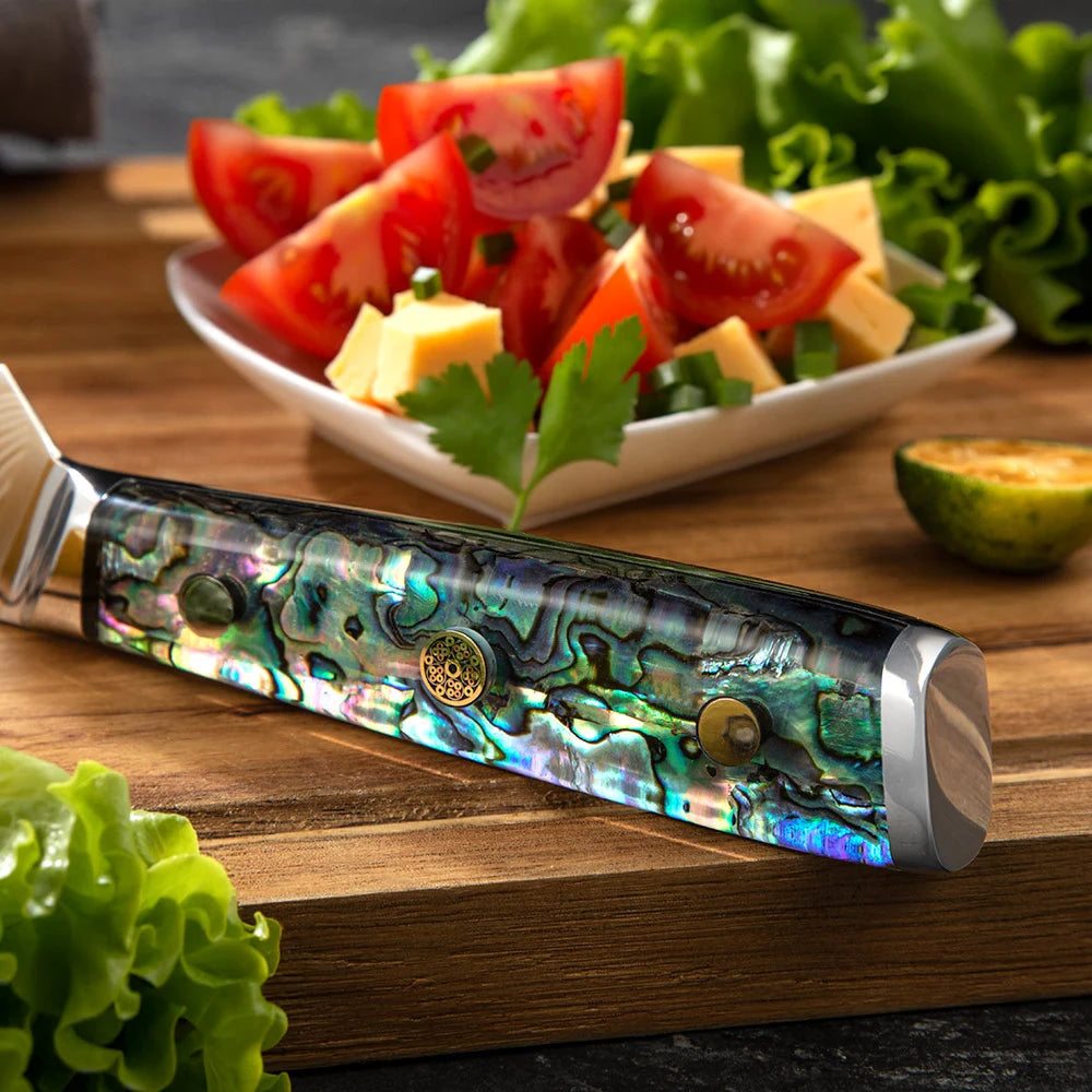 Cuchillo Puntilla Damasco 45 capas hoja 14 cm - NÁCAR DE MAR