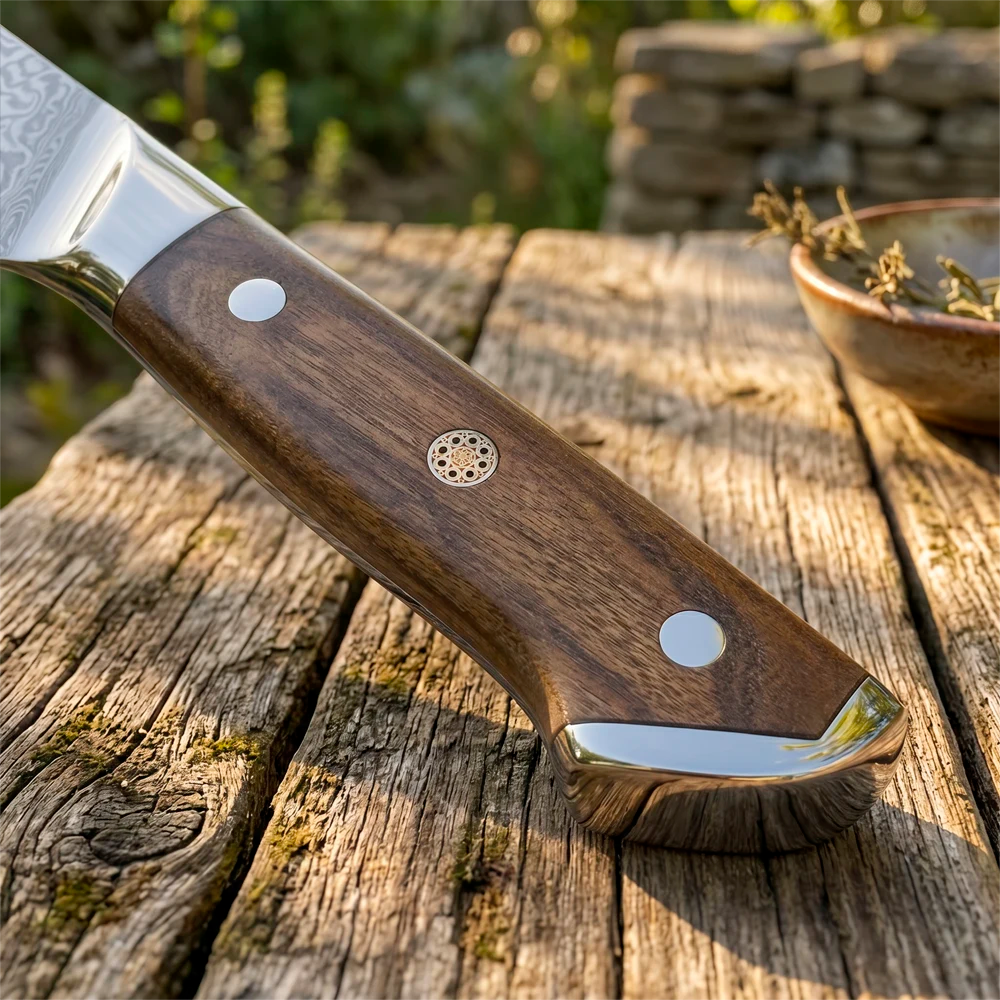 Cuchillo Chef Acero Damasco 67 capas hoja 20 cm - CAOBA