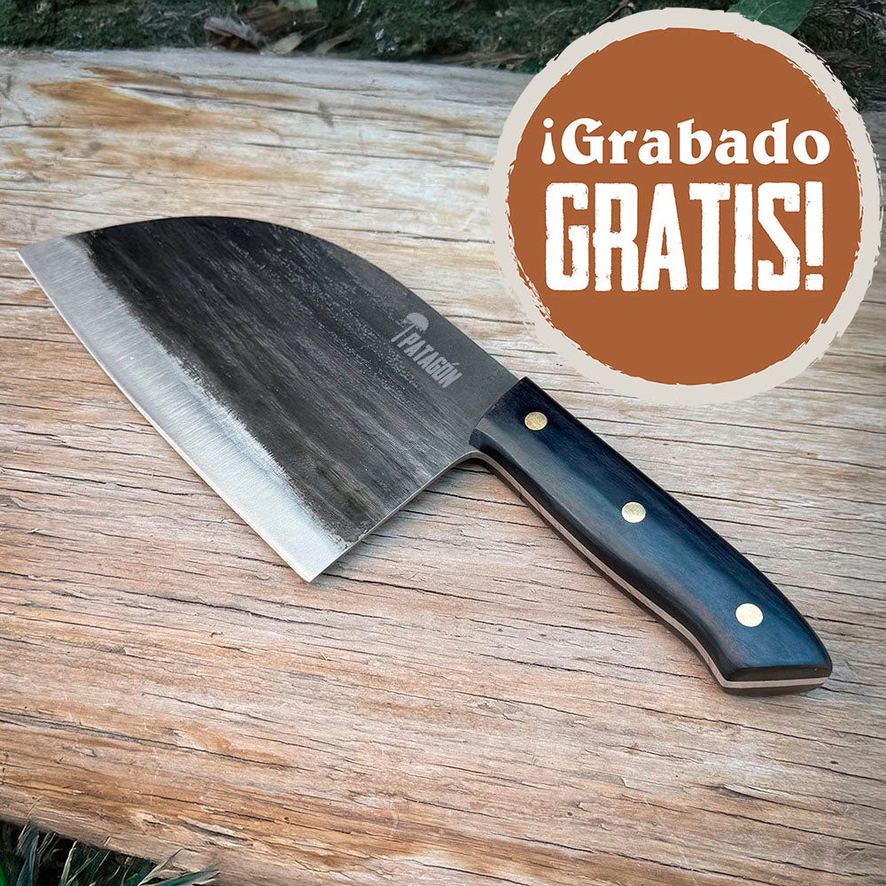 Hacha 18 cm ancha acero carbono PATAGÓN - SERBIO - Cuchillos Mundo Patagon