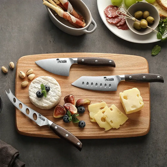 Set Trío de Cuchillos para Quesos 3 piezas - ROBLE