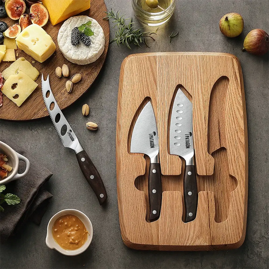 Set Trío de Cuchillos para Quesos 3 piezas - ROBLE