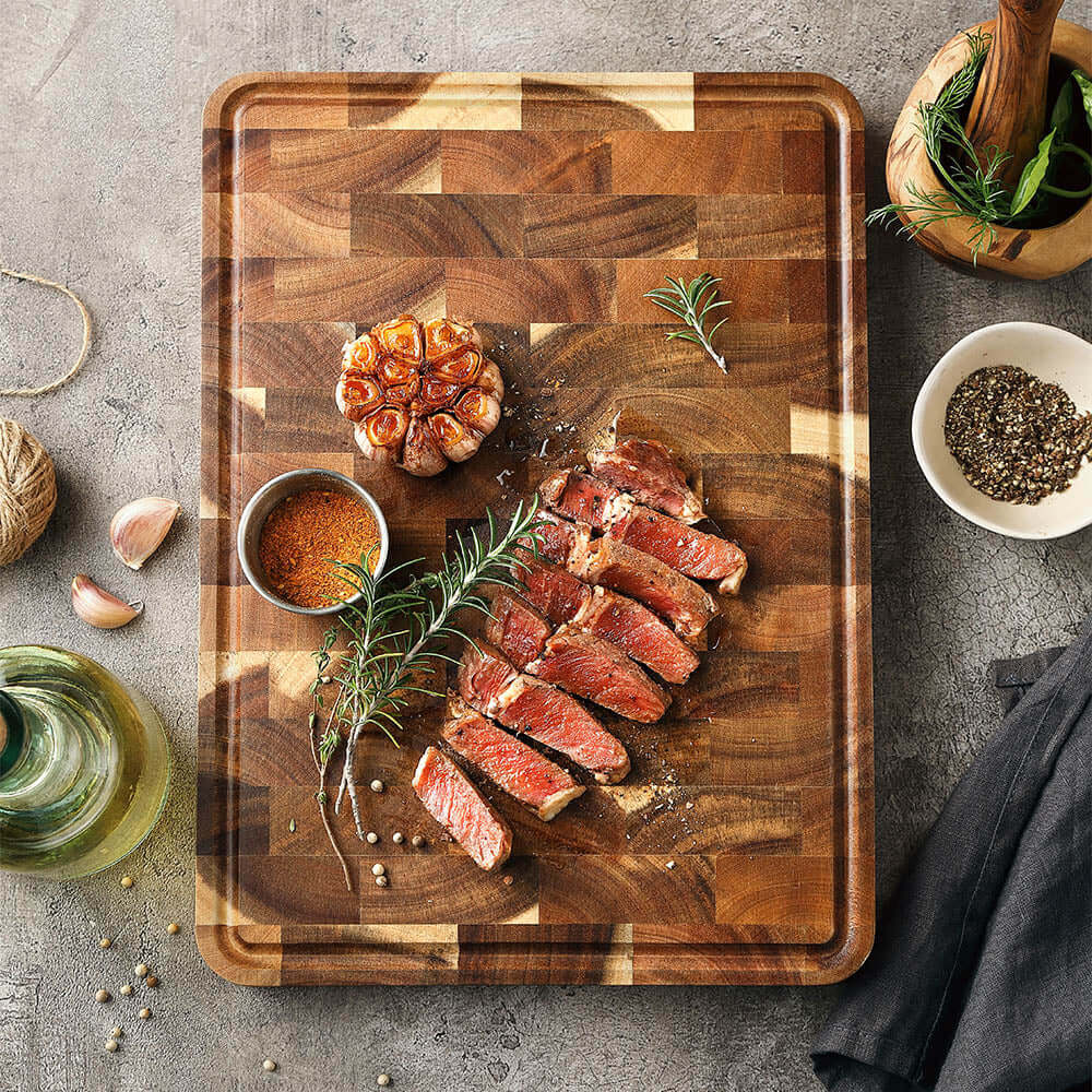 Tabla Parrillera "Endgrain" 35x25 cm Acacio