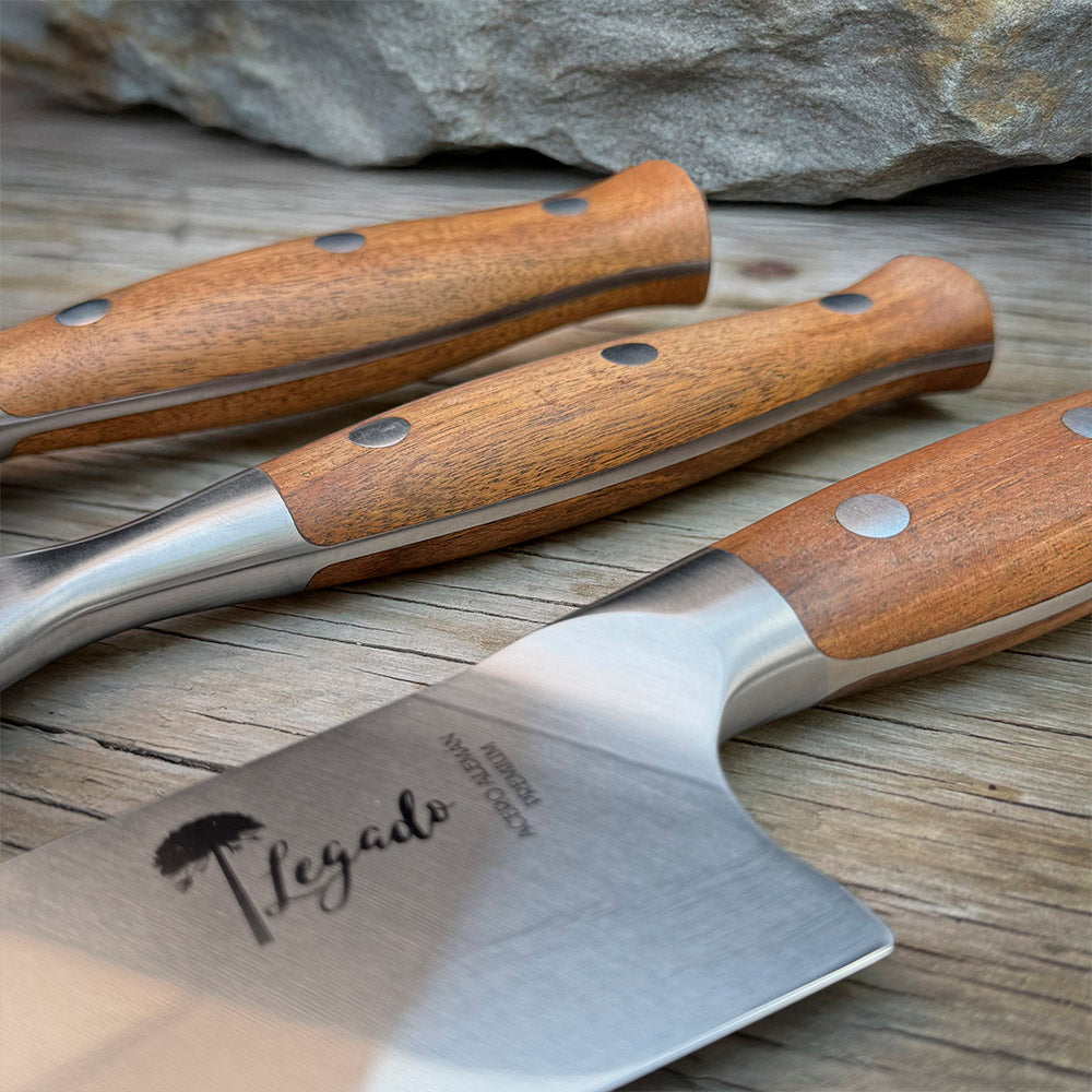 Set Parrillero Cuchillo + Tenedor + Chaira PELLÍN - Cuchillos Mundo Patagon