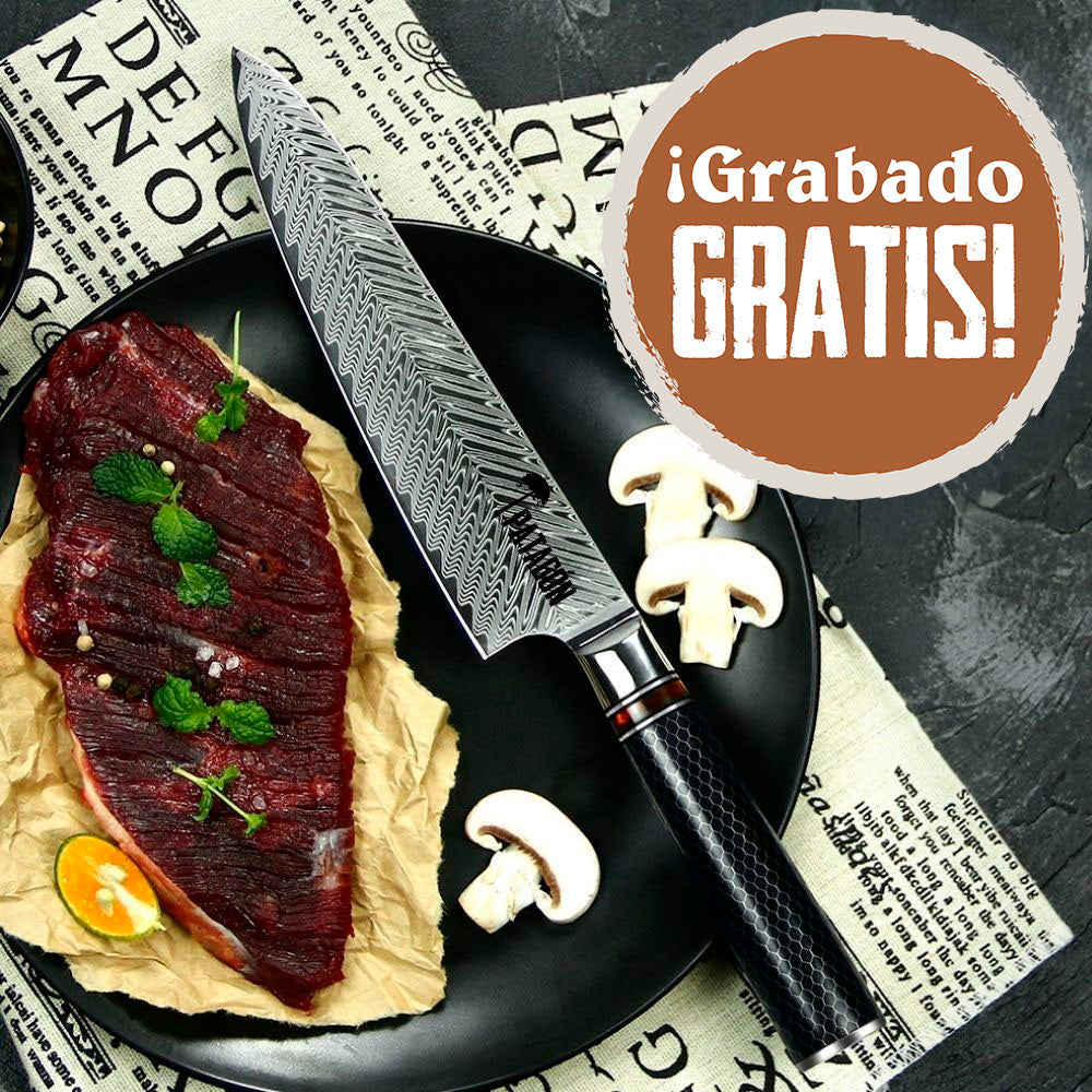 Cuchillo Chef Damasco 67 capas hoja 20 cm PATAGÓN - TRUCHA PANAL - Cuchillos Mundo Patagon
