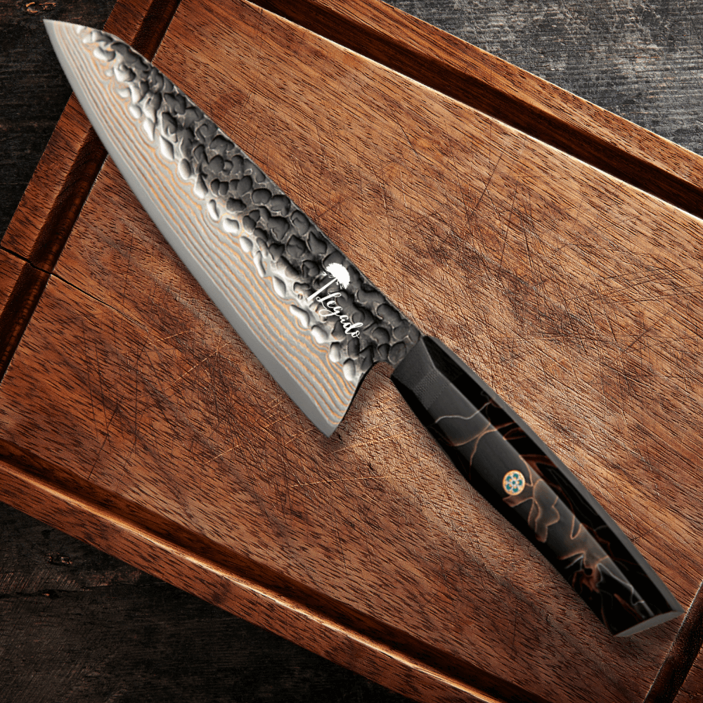 VETAS DE COBRE - Cuchillo CHEF PRO Acero Damasco 37 capas Hoja 20 cm LEGADO (7697687904358)