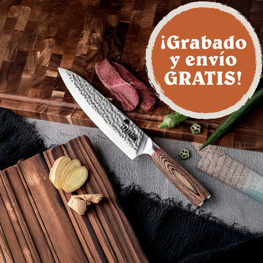VIVA EL ASADO - Cuchillo Chef Acero Alemán 3 capas Hoja 20 cm PATAGÓN