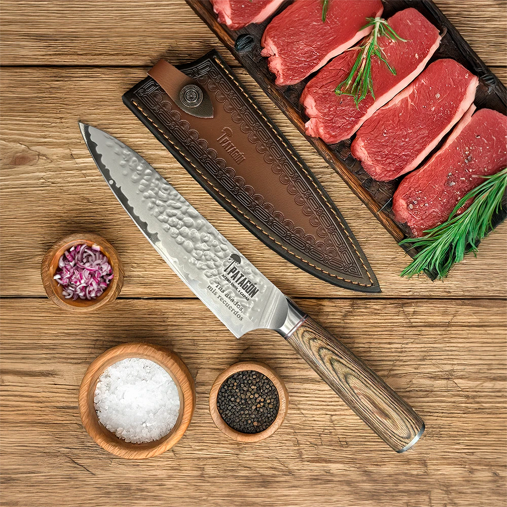 Pack Cuchillo Parrillero hoja 20 cm + Funda PATAGÓN - VIVA EL ASADO + REGALO 🎁