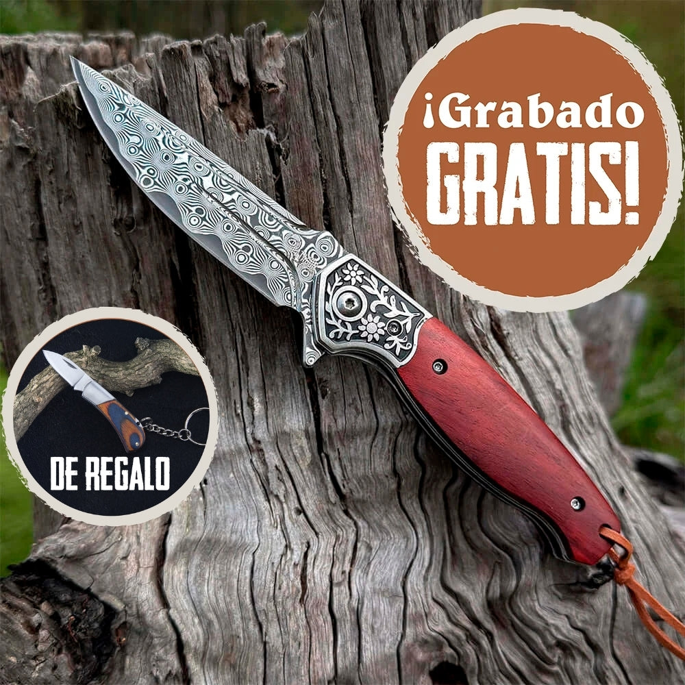 Cortapluma de Acero Damasco VENTISCA - PATAGÓN + Cortapluma Llavero Regalo