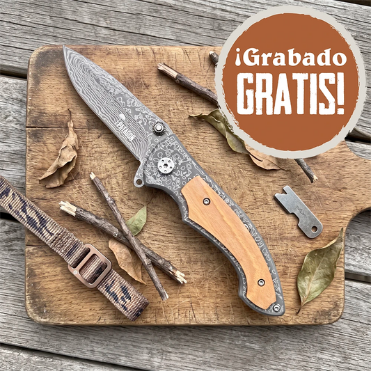 Cortapluma Acero Inox Revestido Damasquinado PATAGÓN - DAMASCUS
