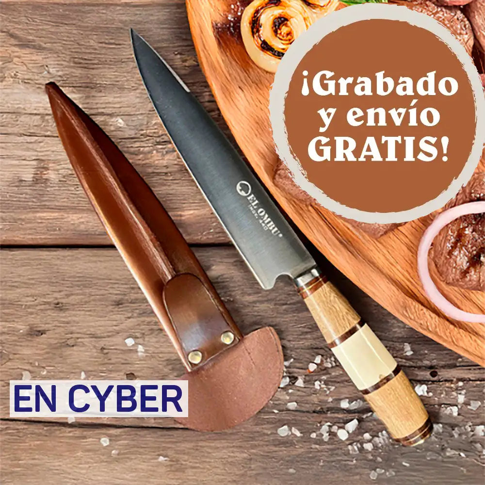 Cuchillo Artesanal Parrillero hoja 20 cm EL OMBU - GAUCHO PREMIUM