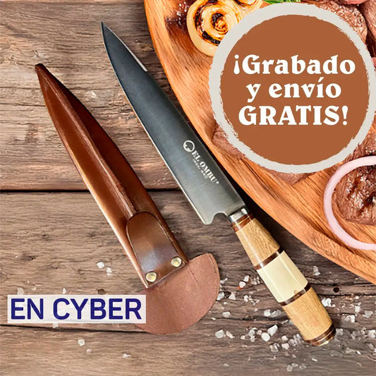 Cuchillo Artesanal Parrillero hoja 20 cm EL OMBU - GAUCHO PREMIUM