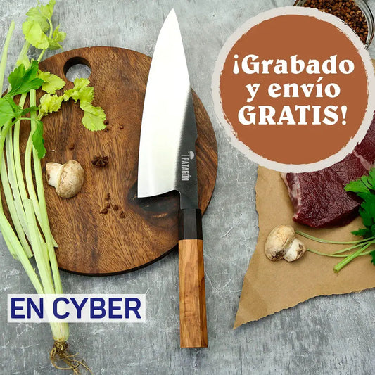 Cuchillo Chef Acero Al Carbono hoja 21 cm PATAGÓN - HÍBRIDO