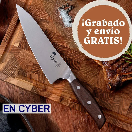 Cuchillo Chef Acero Alemán Premium Hoja 19 cm LEGADO - ROBLE FUERTE