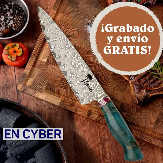 Cuchillo Parrillero Damasco 67 capas hoja 20 cm LEGADO - LAGUNA