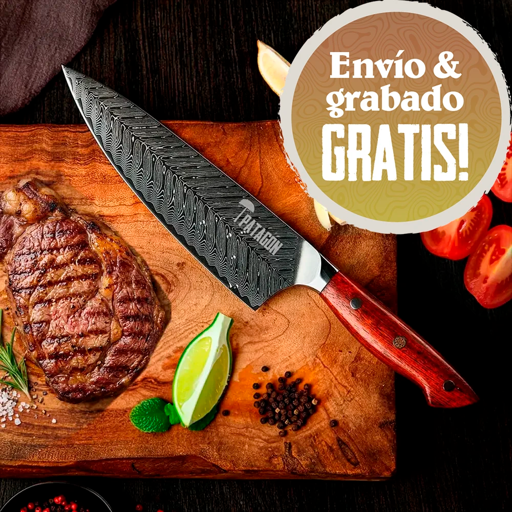 Cuchillo Chef Acero Damasco 67 capas hoja 20 cm - TRUCHA ARCO