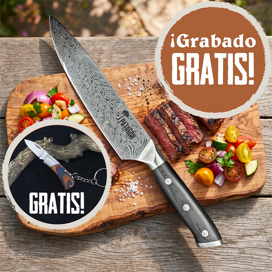 Cuchillo de asado hoja 20 cm PATAGÓN + Llavero cortpluma de regalo!