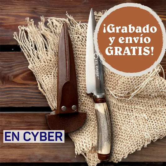 GAUCHO - Cuchillo Verijero Parrillero hoja 16 cm Artesanal Premium Asta Ciervo EL OMBU