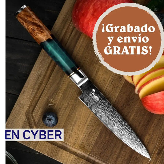LAGO AZUL - Cuchillo Puntilla Damasco 67 capas hoja 13 cm PATAGÓN