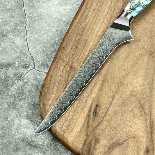NÁCAR - Cuchillo Deshuesador Damasco 67 capas hoja 14 cm DAMASCO