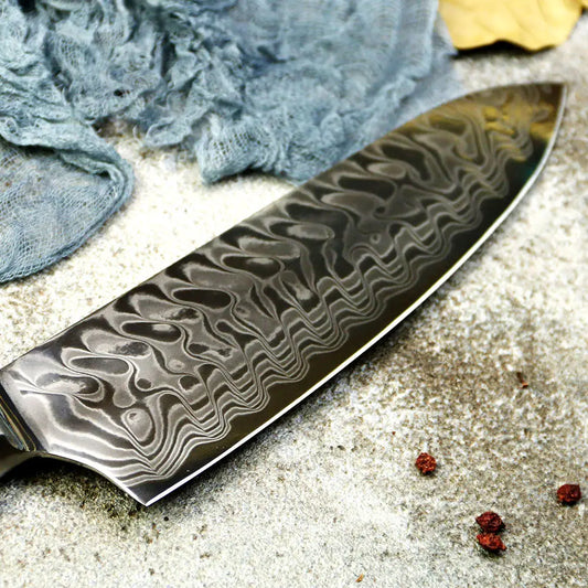 OCEANO - Cuchillo Chef Damasco 45 capas hoja ancha 21 cm PATAGÓN