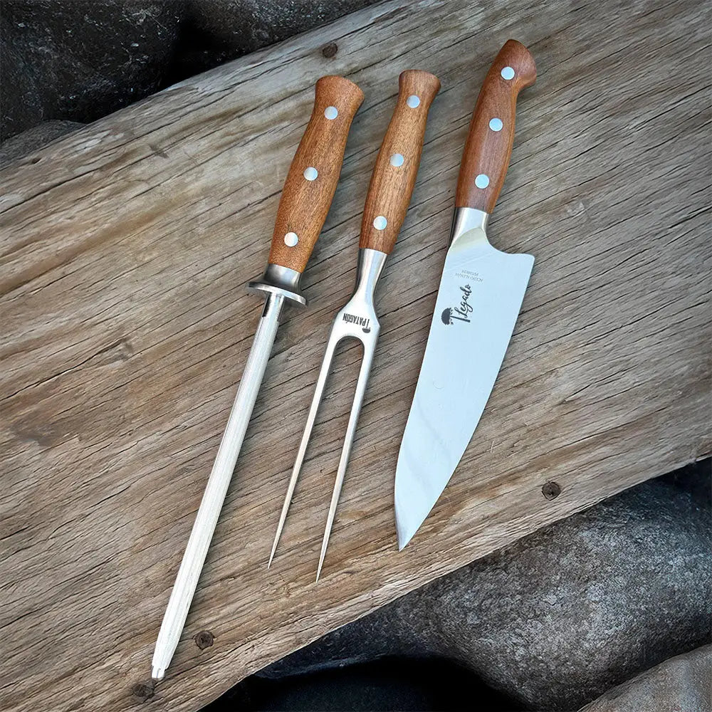 Set Parrillero Cuchillo + Tenedor + Chaira PELLÍN