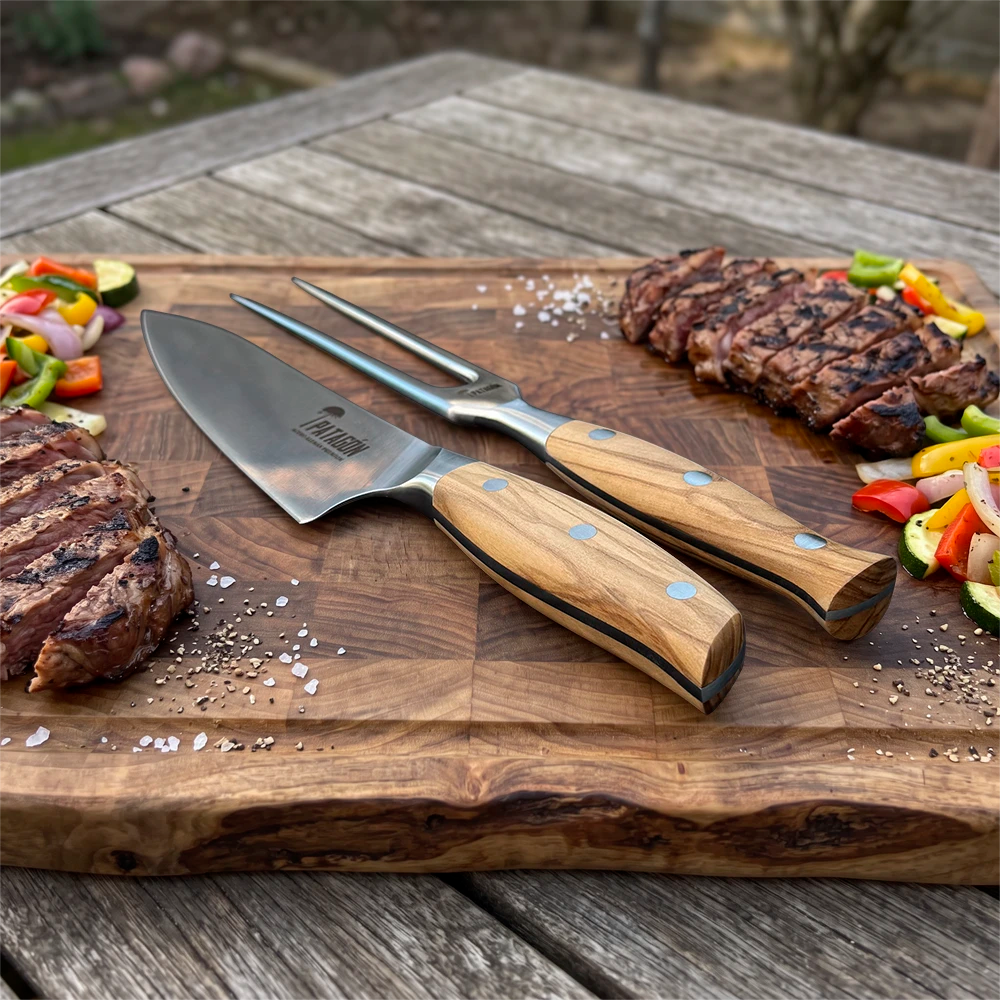 Set Parrillero 2 piezas Cuchillo + Tenedor PATAGÓN - OLIVO